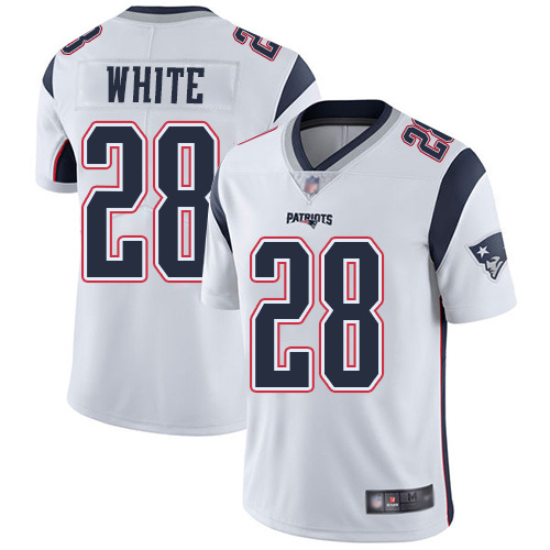 New England Patriots Football #28 Vapor Untouchable Limited White Men James White Road NFL Jersey